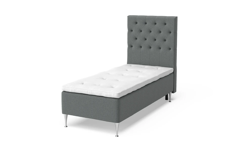 Dream Delux - Ramsäng, enkelsäng med bäddmadrass Sleep Delux vit - Grå