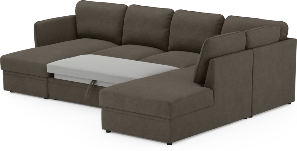 Öland - Bäddsoffa med schäslong vänster och divan höger - Brun