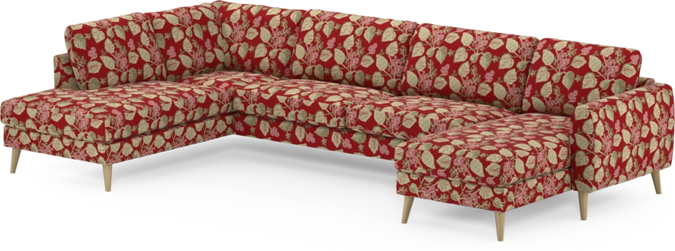 Bridge - 3-sits soffa med divan vänster och schäslong höger - Röd