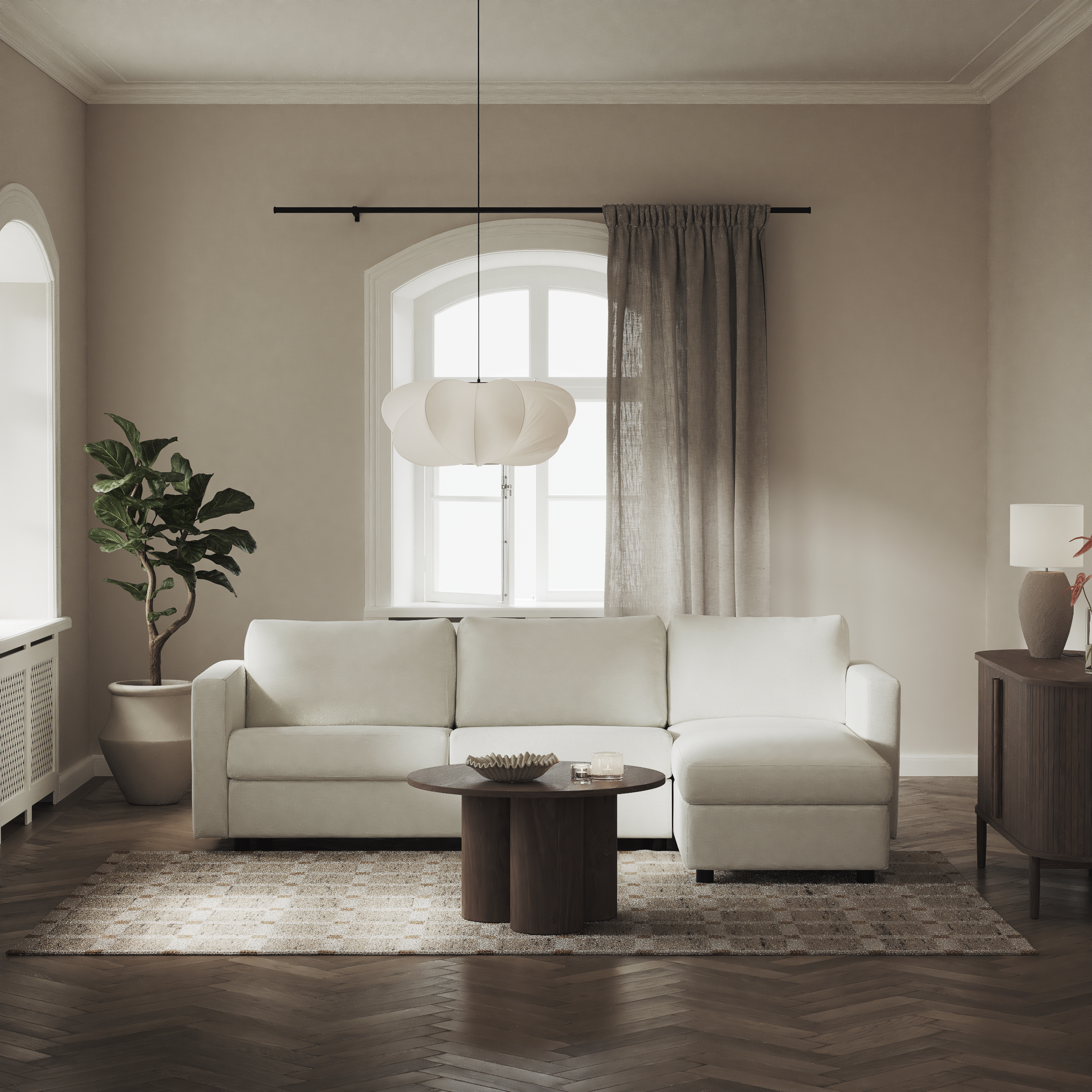 Lindö - Bäddsoffa 2,5-sits med schäslong, vändbar - inspiration