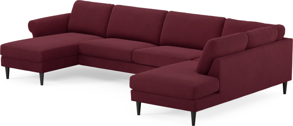 Bridge - 3-sits soffa med schäslong vänster och divan höger - Röd