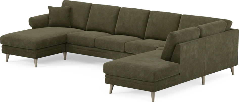 Eden - 3-sits soffa med schäslong vänster och divan höger - Grön