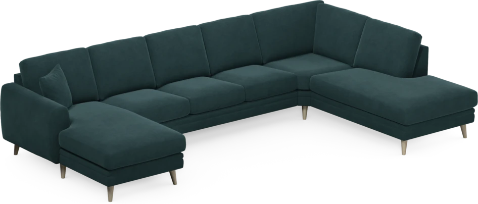 Eden - 3-sits soffa med schäslong vänster och divan höger - Blå