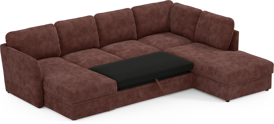 Öland - Bäddsoffa med schäslong vänster och divan höger - Röd