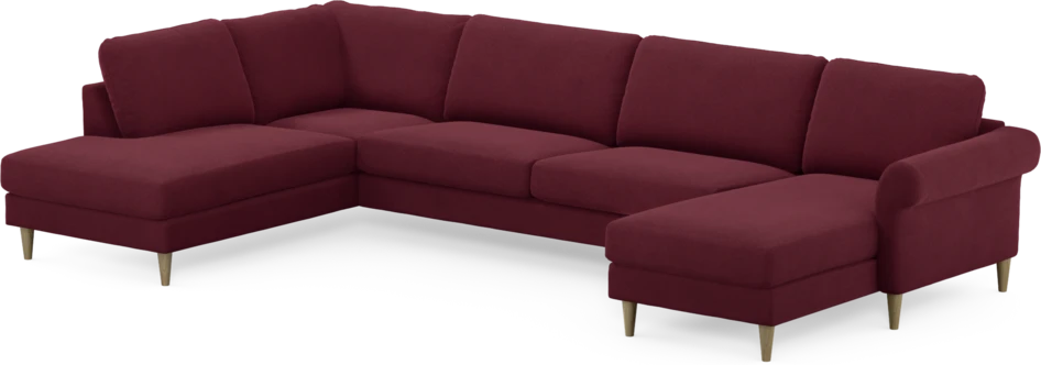 Bridge - 3-sits soffa med divan vänster och schäslong höger - Röd