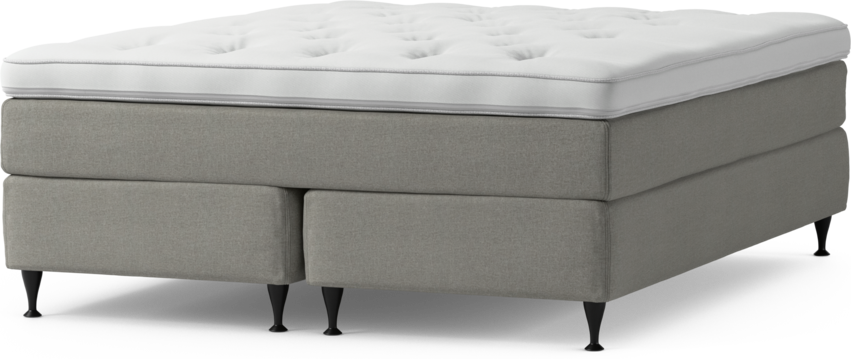 Delux Sense - Kontinentalsäng, dubbelsäng med bäddmadrass och sängben - Grå