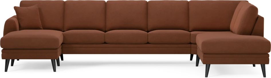 Eden - 3-sits soffa med schäslong vänster och divan höger - Orange