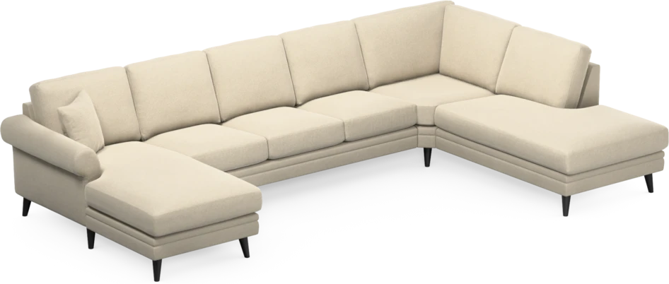 Eden - 3-sits soffa med schäslong vänster och divan höger - Beige