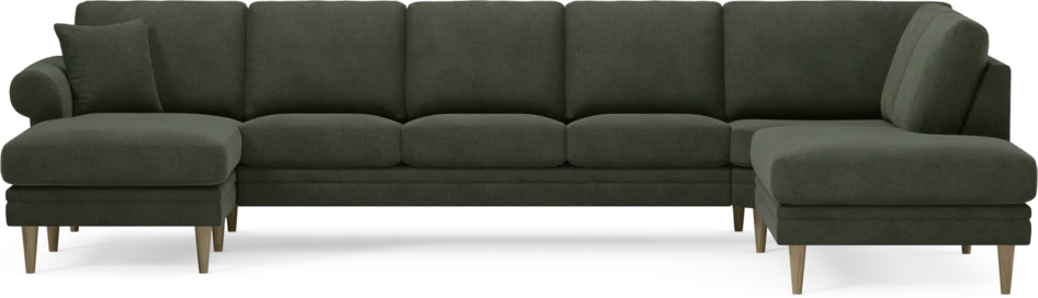 Eden - 3-sits soffa med schäslong vänster och divan höger - Grön