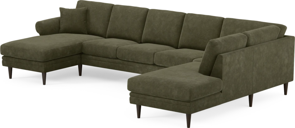 Eden - 3-sits soffa med schäslong vänster och divan höger - Grön