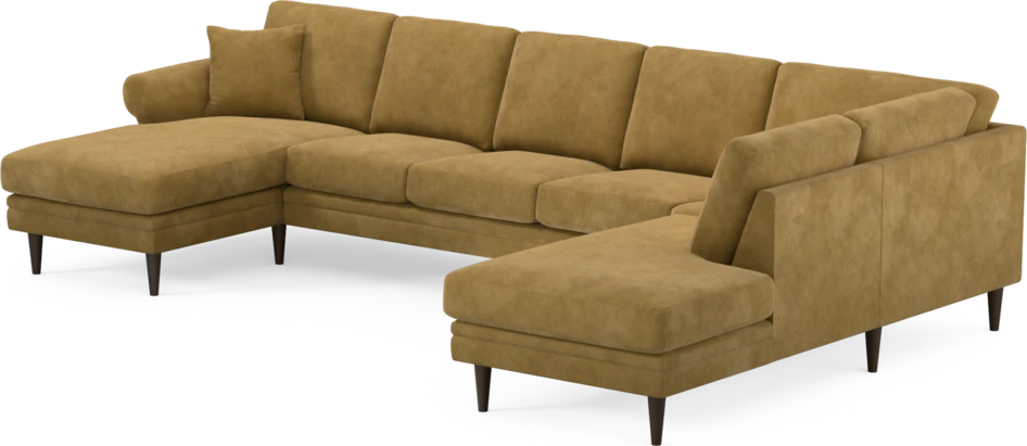Eden - 3-sits soffa med schäslong vänster och divan höger - Gul
