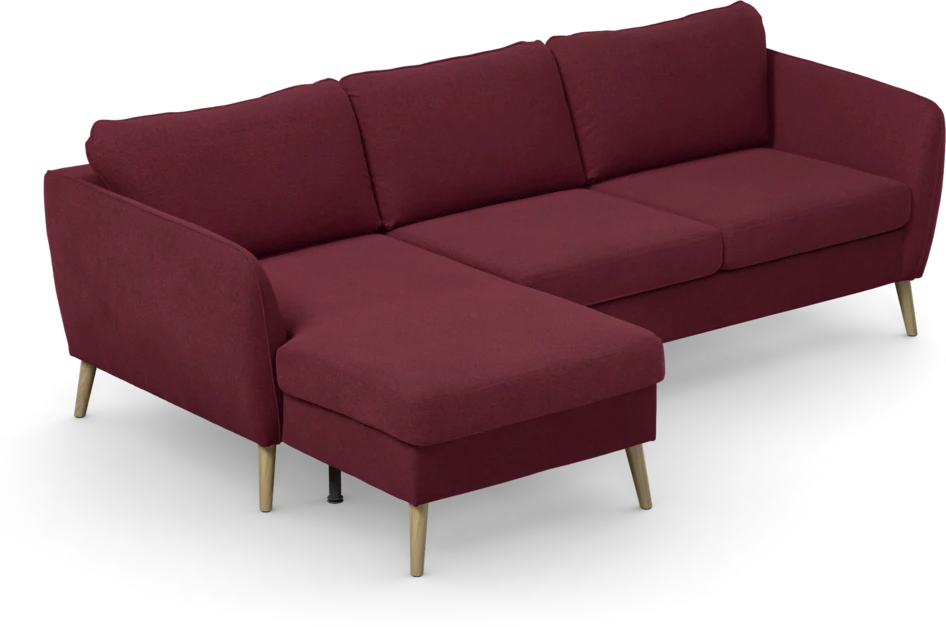 County - 3-sits soffa med flyttbar schäslong - Röd