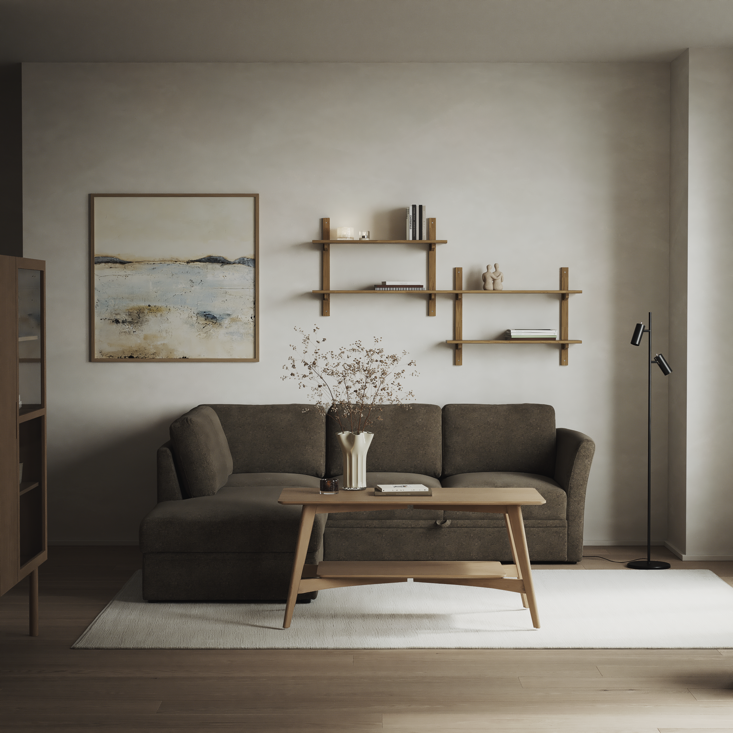 Öland, Bäddsoffa med divan vänster