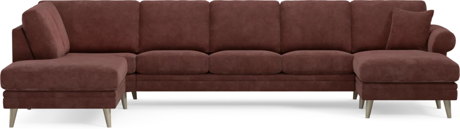 Eden - 3-sits soffa med divan vänster och schäslong höger - Röd