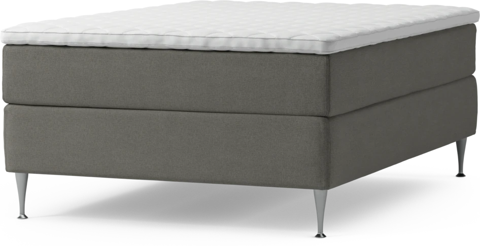 Delux Exclusive - Kontinentalsäng, enkelsäng 140 cm med bäddmadrass och sängben - Grå