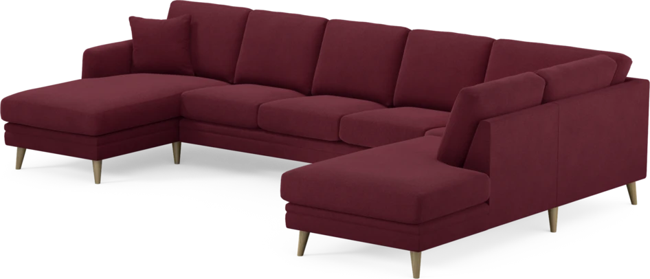 Eden - 3-sits soffa med schäslong vänster och divan höger - Röd