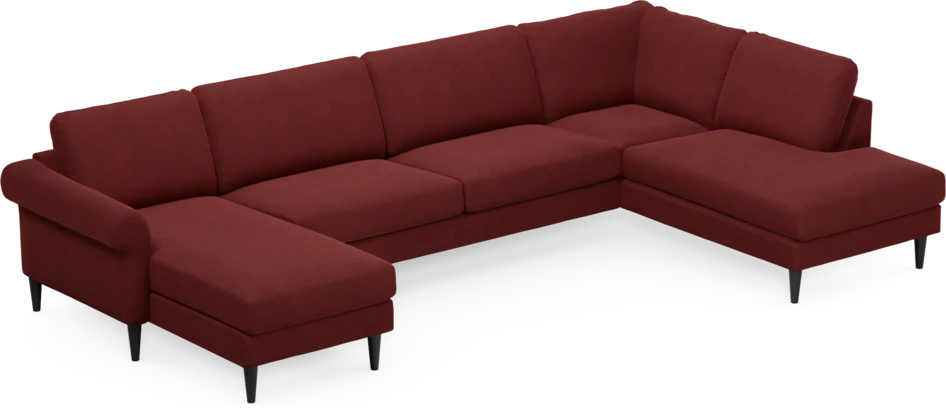 Bridge - 3-sits soffa med schäslong vänster och divan höger - Röd