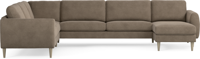 Bridge - Hörnsoffa, 2+3-sits med schäslong höger - Brun