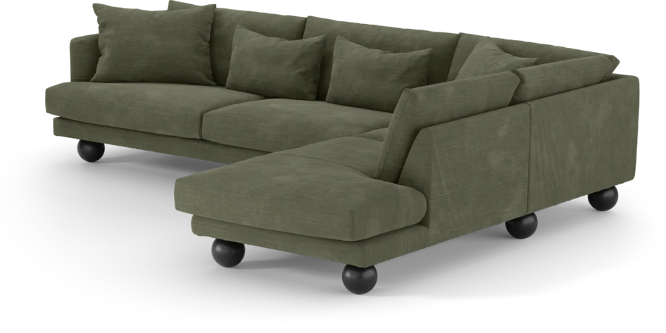 Harper - 3-sits soffa med divan höger - Grön