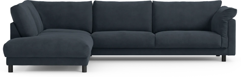 Cherrie - 3-sits soffa med divan vänster, fast klädsel - Blå