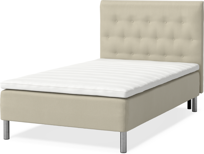 Roma Family - Ramsäng, enkelsäng med bäddmadrass och sänggavel låg pikerad, B 90-120 - Beige