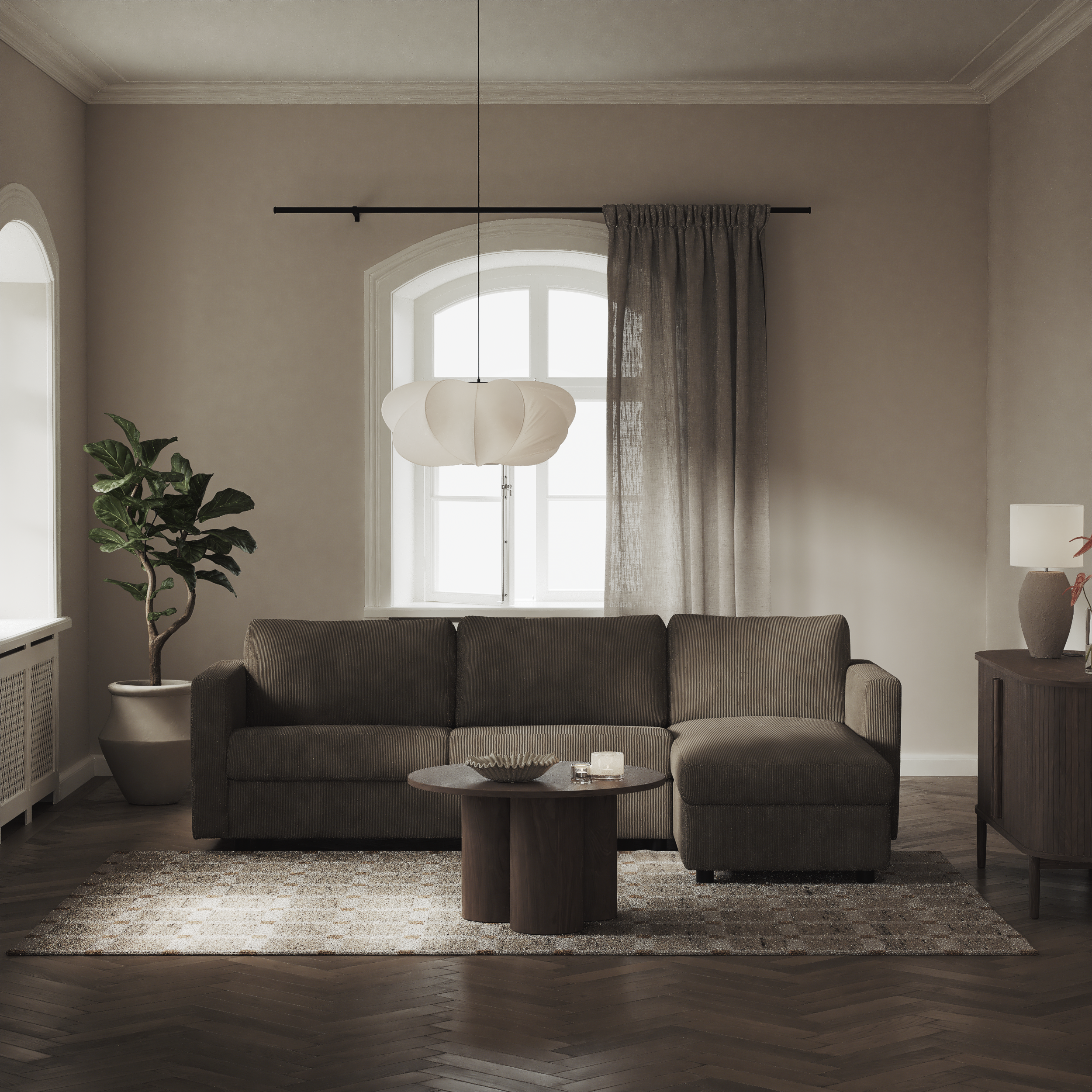 Lindö - Bäddsoffa 2,5-sits med schäslong, vändbar - inspiration