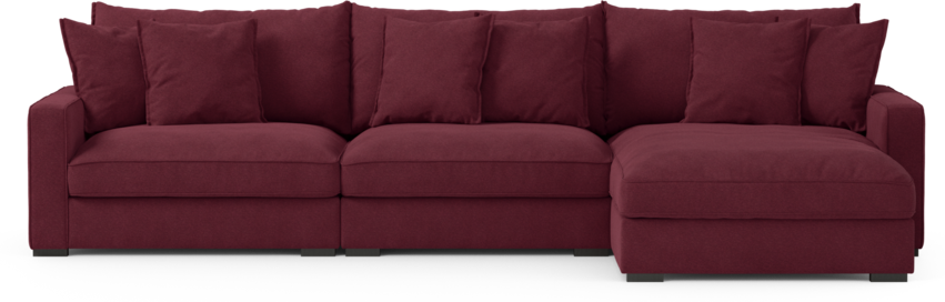 Rossi - 3-sits soffa med schäslong höger - Röd