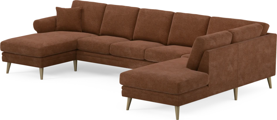 Eden - 3-sits soffa med schäslong vänster och divan höger - Orange