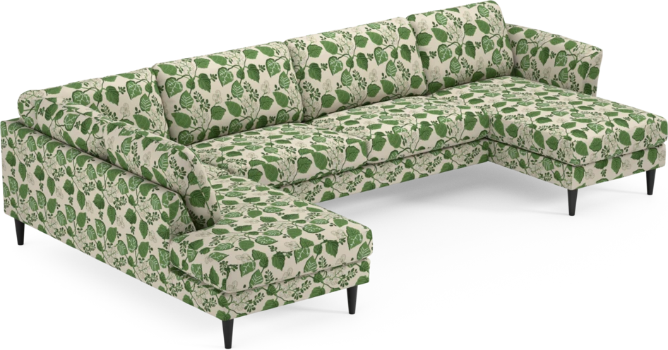 Bridge - 3-sits soffa med divan vänster och schäslong höger - Grön