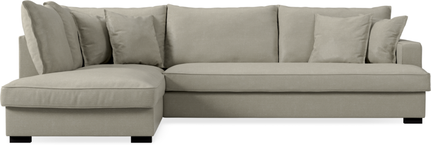 Mila - 3-sits soffa med divan vänster, hel dyna - Grå