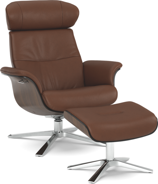Timeout - Fåtölj och fotpall - Brun