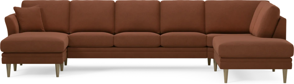 Eden - 3-sits soffa med schäslong vänster och divan höger - Orange