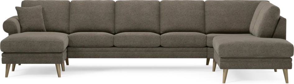 Eden - 3-sits soffa med schäslong vänster och divan höger - Brun