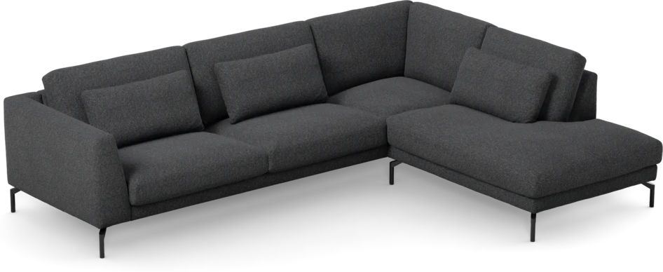 Willow - 3-sits soffa med divan höger, fast klädsel - Grå