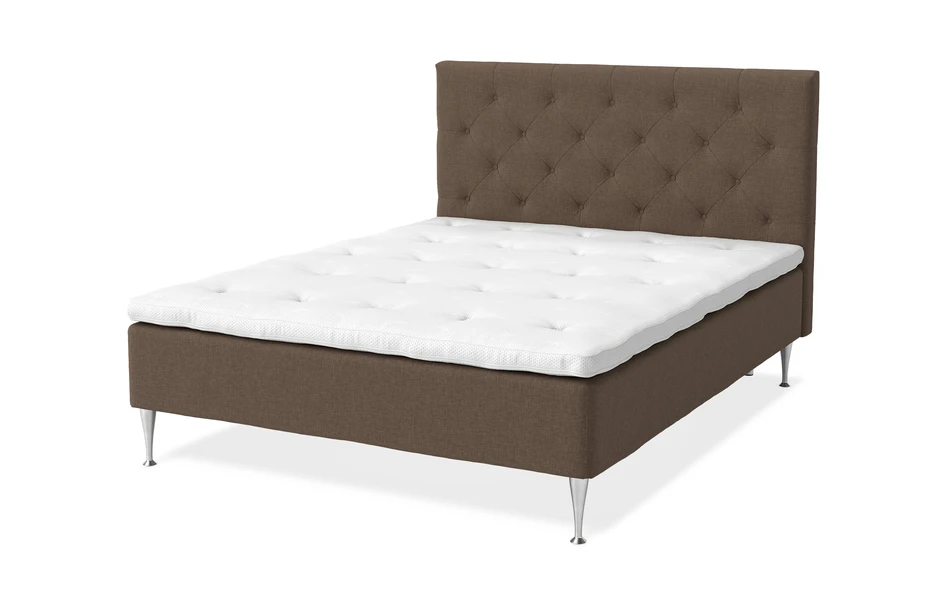 Sense Delux - Ramsäng, dubbelsäng med bäddmadrass Sleep Delux vit - Brun