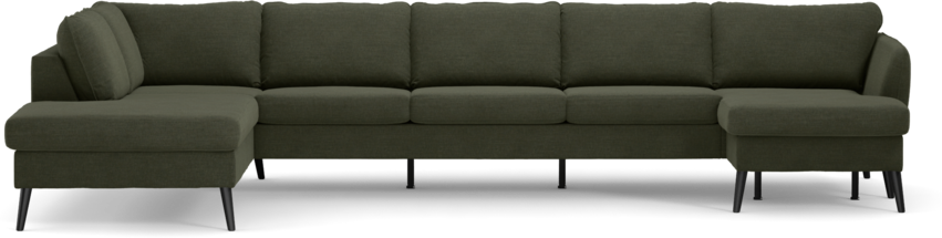 County - 4-sits soffa med divan vänster och schäslong höger - Grön