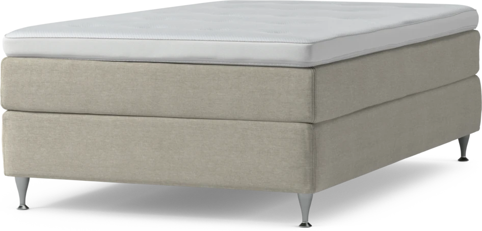 Delux Sense - Kontinentalsäng, enkelsäng 120 cm med bäddmadrass och sängben - Beige