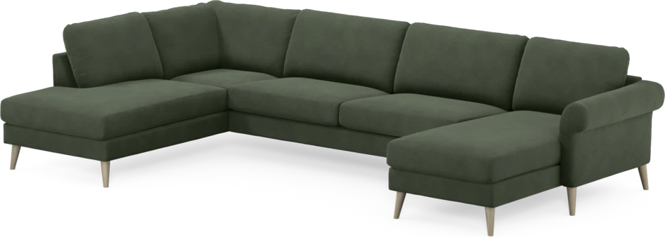 Bridge - 3-sits soffa med divan vänster och schäslong höger - Grön