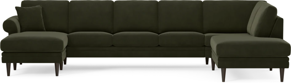 Eden - 3-sits soffa med schäslong vänster och divan höger - Grön
