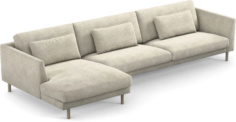 Willow - 4-sits soffa med schäslong vänster, fast klädsel - Beige