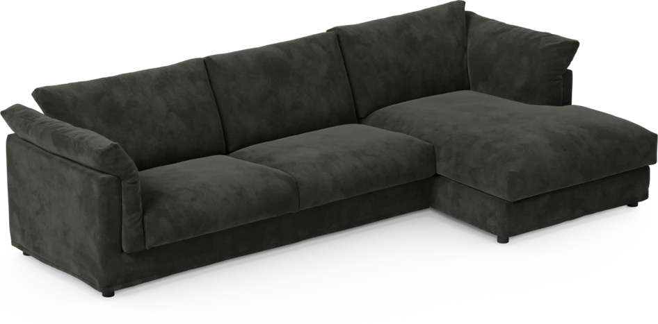 Cherrie - 3-sits soffa med schäslong höger, med kappa - Svart