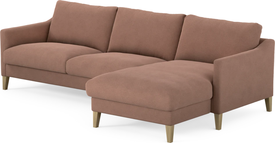 Winston - 3-sits soffa med schäslong, vändbar - Rosa