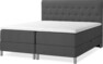Roma Family - Förvaringssäng, dubbelsäng med bäddmadrass och pikerad sänggavel - Grå
