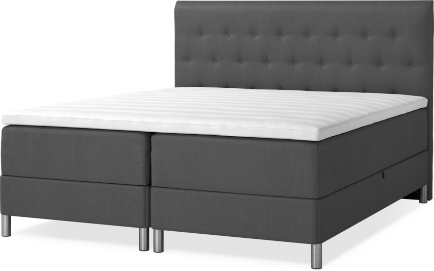 Roma Family - Förvaringssäng, dubbelsäng med bäddmadrass och pikerad sänggavel - Grå