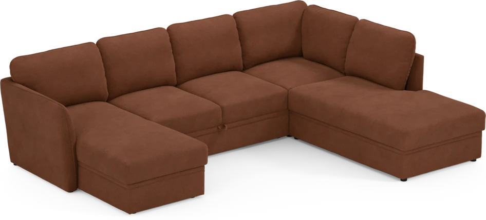 Öland - Bäddsoffa med schäslong vänster och divan höger - Orange