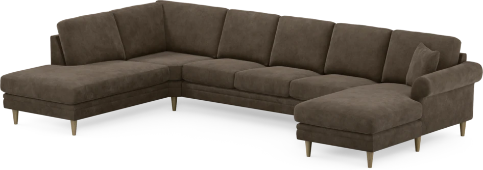 Eden - 3-sits soffa med divan vänster och schäslong höger - Brun