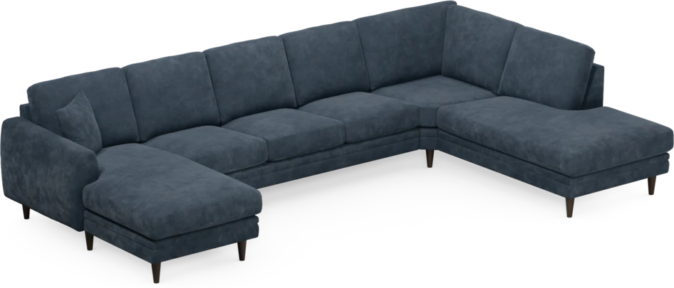 Eden - 3-sits soffa med schäslong vänster och divan höger - Blå