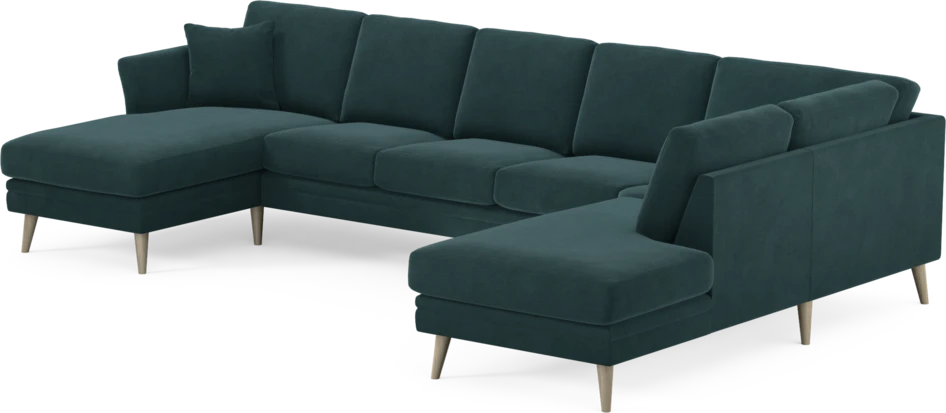 Eden - 3-sits soffa med schäslong vänster och divan höger - Blå