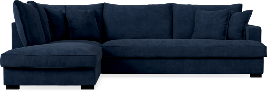 Mila - 3-sits soffa med divan vänster, hel dyna - Blå