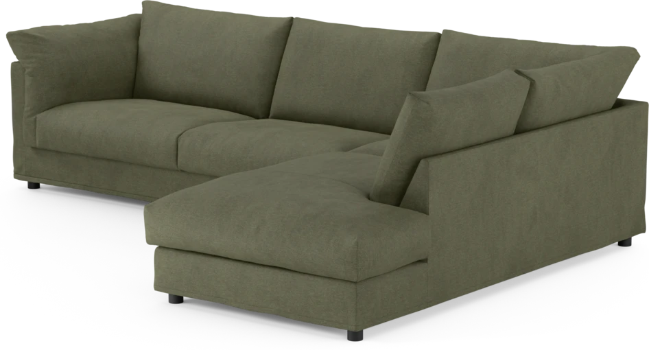 Cherrie - 3-sits soffa med divan höger, med kappa - Grön